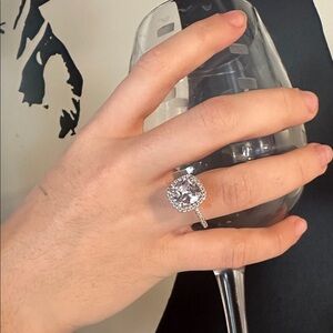 Elegant Sterling Silver Ring with Cubic Zirconia Engagement Ring